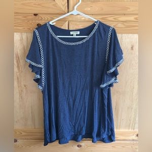 Max Studio embroidery flattery minimalist shirt size 1X